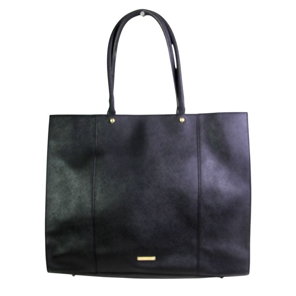 LARGE Rebecca Minkoff BLACK GENUINE LEATHER TOTE BUSINESS SHOULDER BAG HANDBAG 3